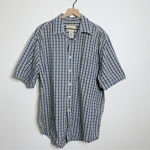 Men’s Eddie Bauer Blue Plaid Button Up Short Sleeve Shirt
